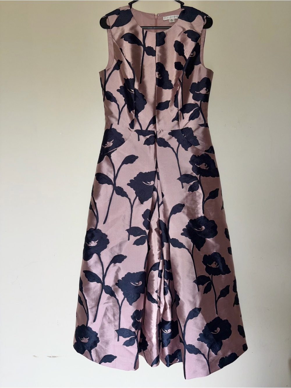 Kay Unger Coty Jumpsuit Woodrose Midnight Floral Jacquard Cropped Size 10